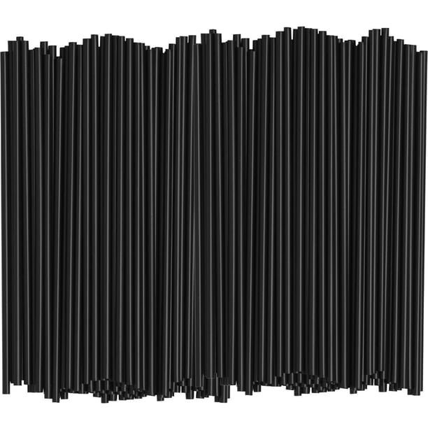 XmhyTop 1000 Unidades Popotes de Plástico Negro, 3 mm de Diámetro, 13cm de Altura, Straws para Bebidas Desechables y Resistentes, Ideal para Eventos, Restaurantes y Uso Doméstico