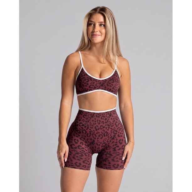 Set Deportivo Mujer Animal Print Short Tiro Alto Y Top