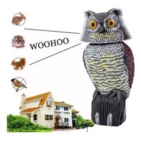 Genérica - Ahuyentador De Pajaros, 38Cm Buho Espanta Palomas Puede Emitir Sonidos Y Mover La Cabeza 360 Grados.