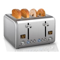 Tostadora Seedeem 4 Rebanadas De Acero Inoxidable 1800W Lcd Plateada