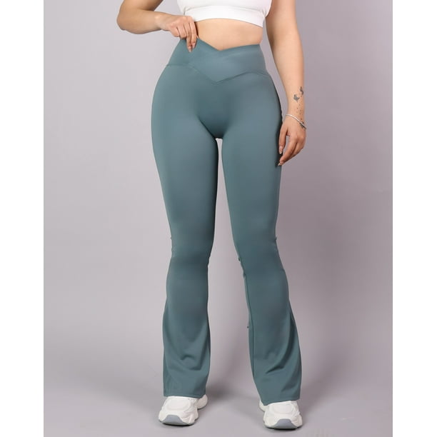 Calza Flare Deportiva Mujer Pretina Cruzada