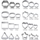 thumbnail image 5 of Juego de 24 mini cortadores de galletas con formas geométricas, de acero inoxidable, para hornear, con forma de corazón, triángulo, redondo y círculo pequeño., 5 of 8