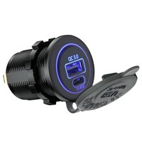 Bothyi - Cargador De Coche De 12V 24V Tipo C Usb Con Luz Azul Para Motocicleta Rv 45W