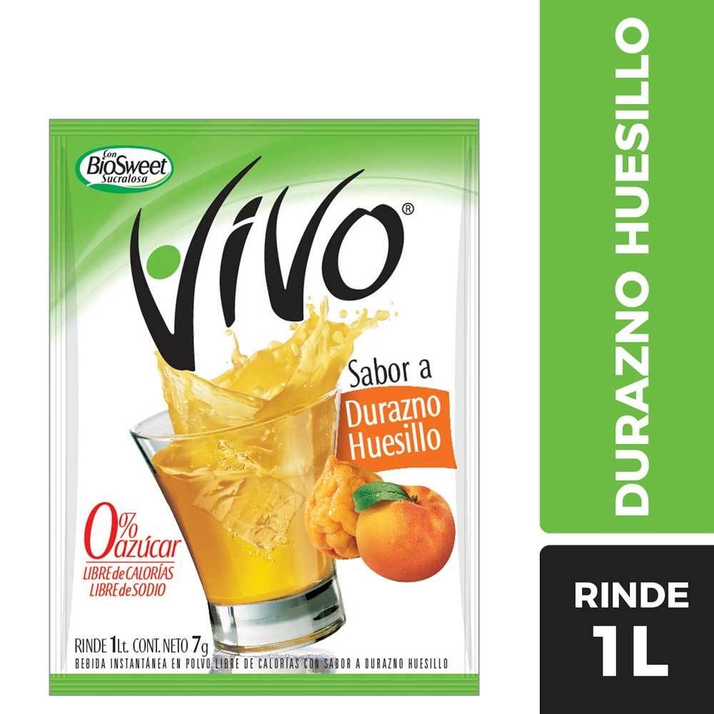 Jugo En Polvo Libre De Azúcar Durazno Huesillo 8g Sobre Vivo