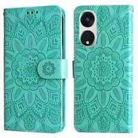 Funda Tipo Cartera Foxdock Para Oppo Reno 8T 5G , Diseño Girasol En Relieve, Cuero Pu, Cierre Magnético, Soporte Y Tarjetero