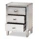 thumbnail image 2 of Mesa de noche Allora 63 cm plateada con 3 cajones y detalle de remaches, 2 of 9
