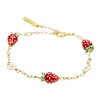 Magideal - Pulsera De Fresa Para Mujer Pulsera Con Dijes Pulsera De Cadena De Latón Para Mujer Pulsera De Eslabones Para El Compromiso Del Día De San Valentín De Rojo
