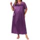 thumbnail image 2 of Camisón de Talla Grande para Mujer de Agnes Orinda, Vestido de Dormir Largo de Satén con Encaje, Escote en V Hueco y Manga Corta, 3X Púrpura, 2 of 6