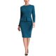 thumbnail image 1 of INSPIRE CHIC Vestido ajustado de mujer con peplum, atuendo de maestra para el regreso a clases, cuello redondo, manga larga, vestido de trabajo de cintura alta, midi, azul lago XS, 1 of 6