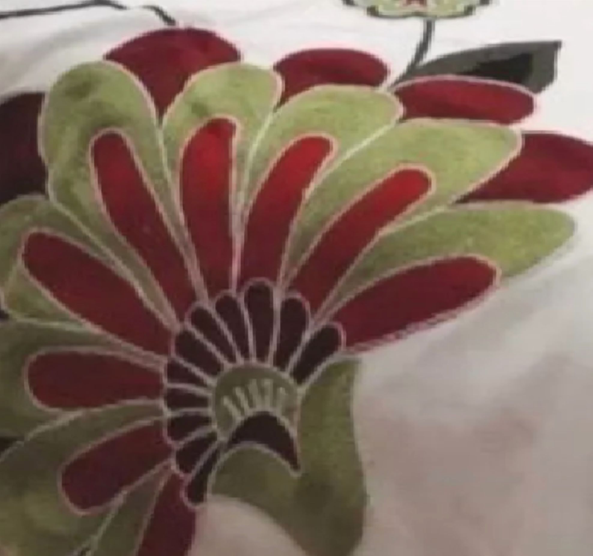 Genérico - Piecera Bordada + 2 Fundas De Cojín Diseño Floral 6 Color Blanco