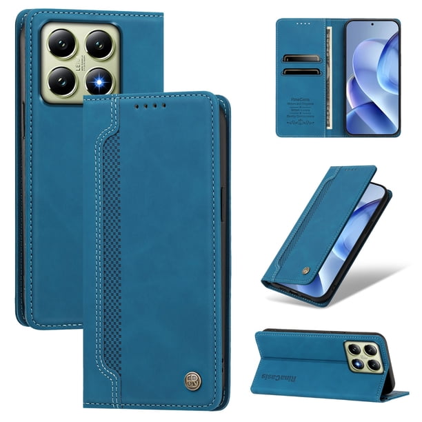 Funda Billetera para Xiaomi 14T Imán y Resistente Azul