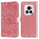 thumbnail image 3 of Funda tipo cartera FOXDOCK para Honor Magic 6 Pro , diseño girasol en relieve, cuero PU, cierre magnético, soporte y tarjetero, 3 of 5