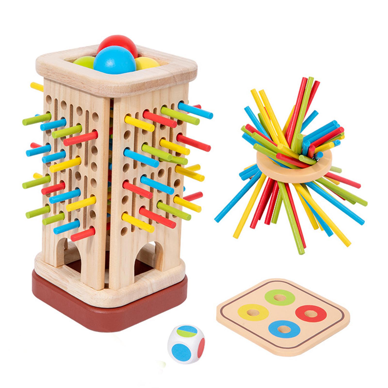 Magideal - Juego De Mesa De Madera, Juguete Educativo De Matemáticas Con Palitos De Colores, Juego De Dados Con Palitos De Colores Para Niños De 3, 4, 5 Y 6