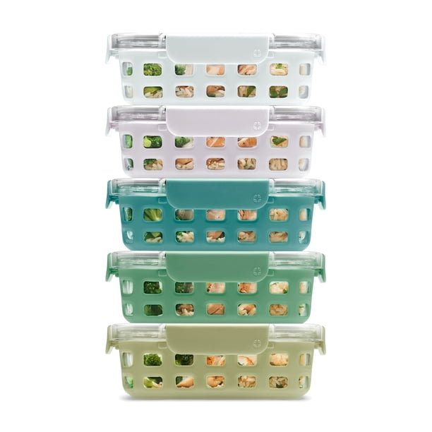 Contenedor de almacenamiento de alimentos Ello Duraglass, 3.4 tazas, juego de 10 piezas