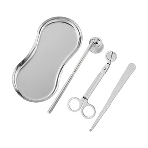 Bothyi - 4 Uds Accesorio Para Velas Cortador De Mecha Kit De Apagavelas Multiusos Con Bandeja De Almacenamiento Plateado