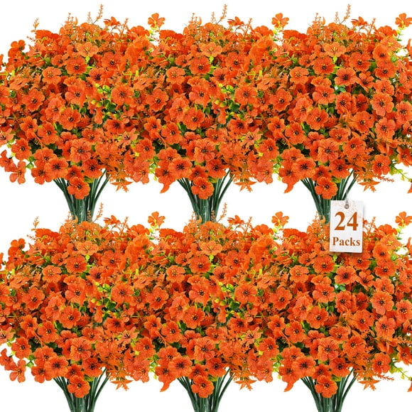Flores artificiales de otoño SHareconn, 24 ramos, resistentes a los rayos UV