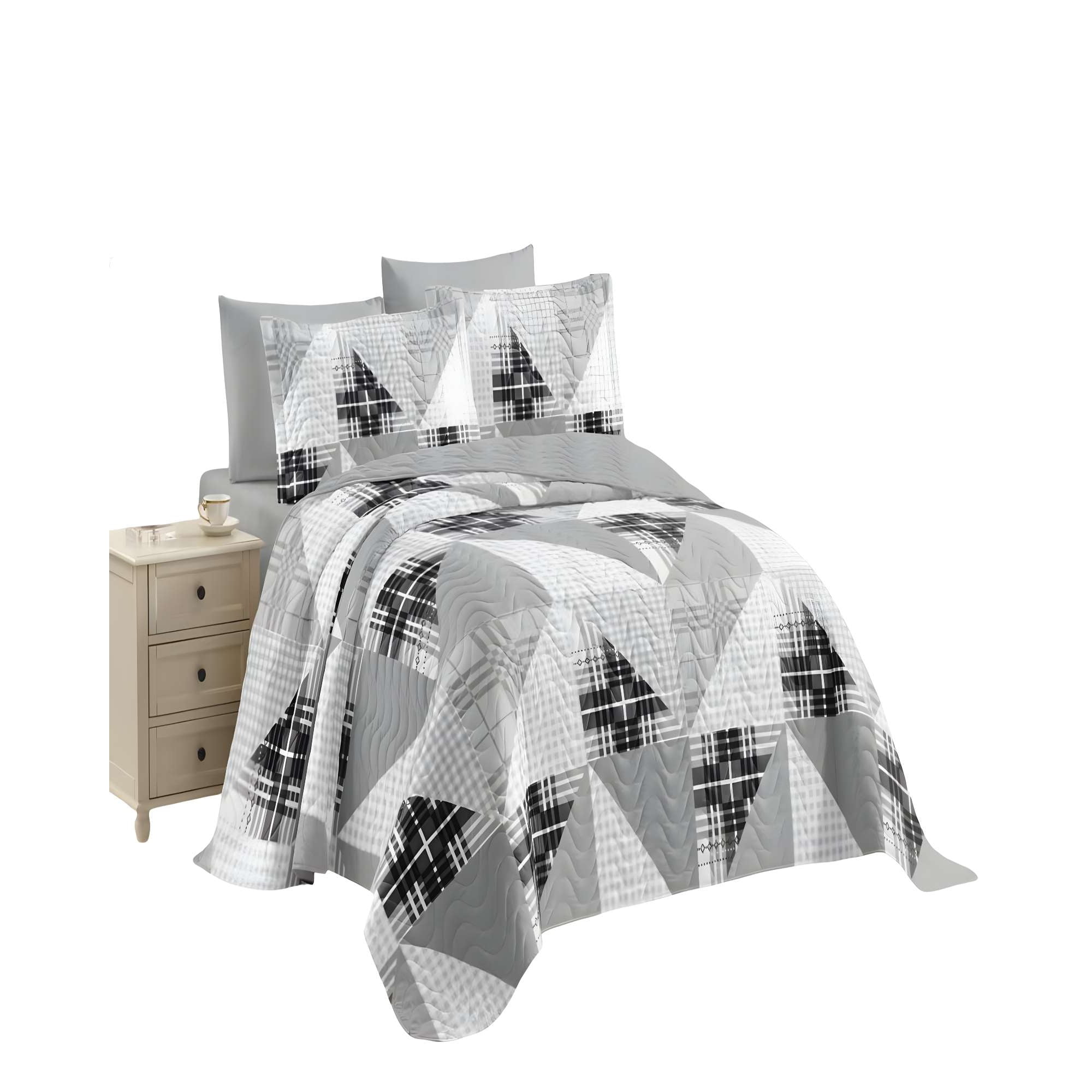 Genérico - Quilt Cubrecama De Verano 2 Plazas Gris 02