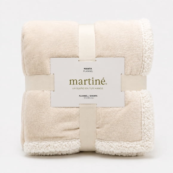 Manta Martiné Flannel Sherpa 127x152 cm Beige