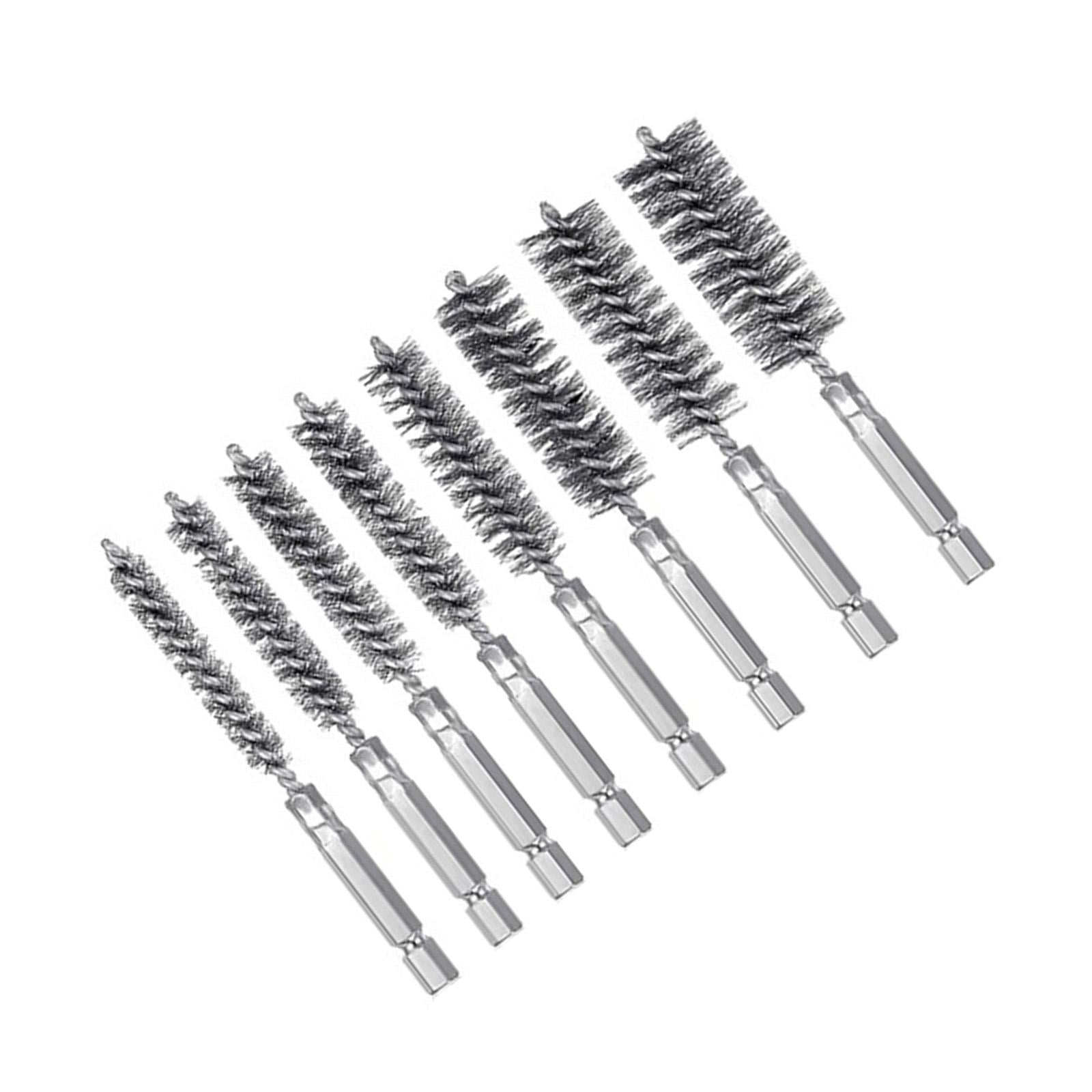 Magideal - Juego De Cepillos Para Limpieza De Tuberías, Cepillos Para Tuberías De Acero Inoxidable, Cepillo De Taladro Limpiador De Paja Versátil Para Piezas Peq 8 Piezas