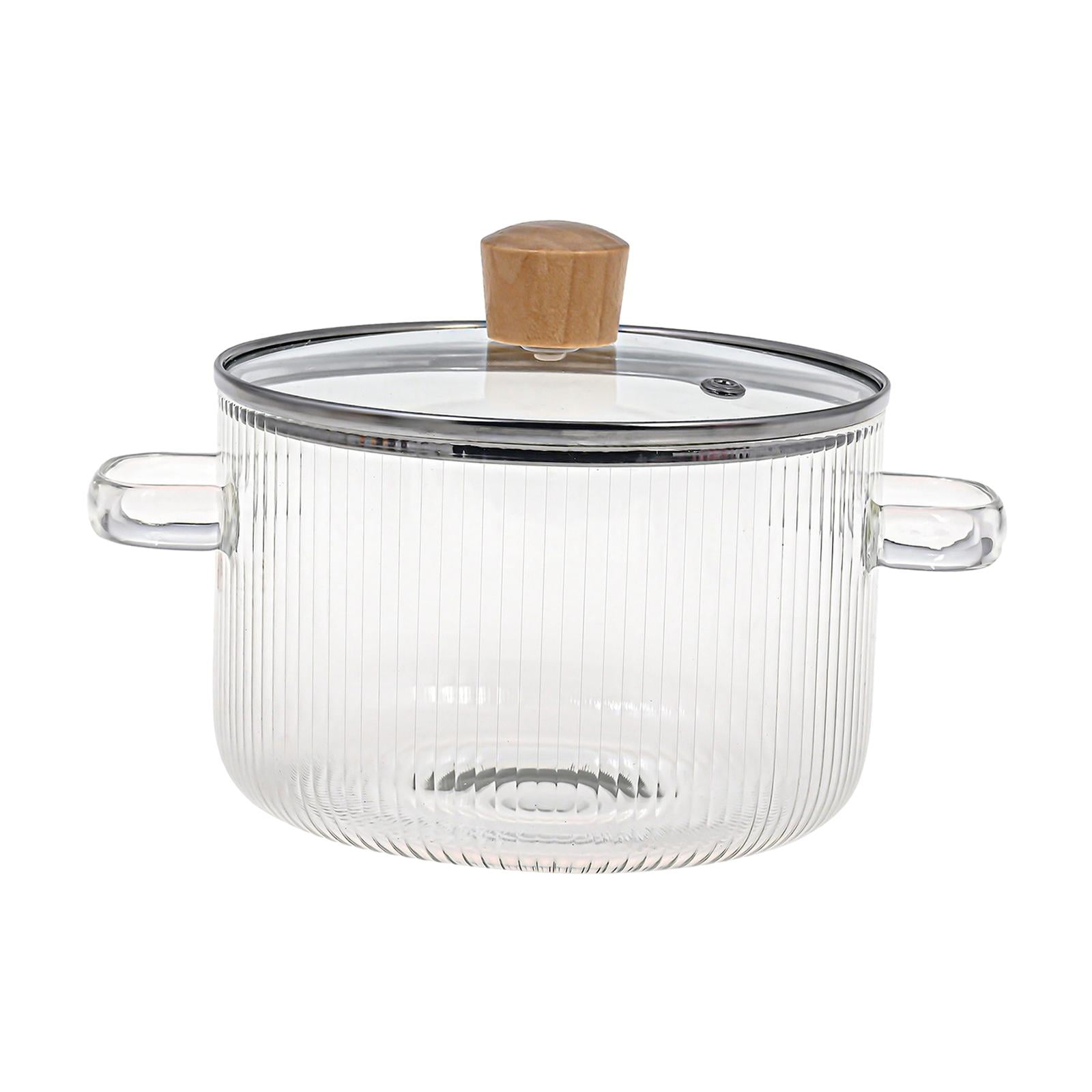 Magideal - Olla De Vidrio Con Tapa, Cacerola De Vidrio Con Tapa, Olla Transparente Resistente Al Calor Para Sopa Y Gachas, Para Té, Sopa De Fideos, Comida Para B 1500ml