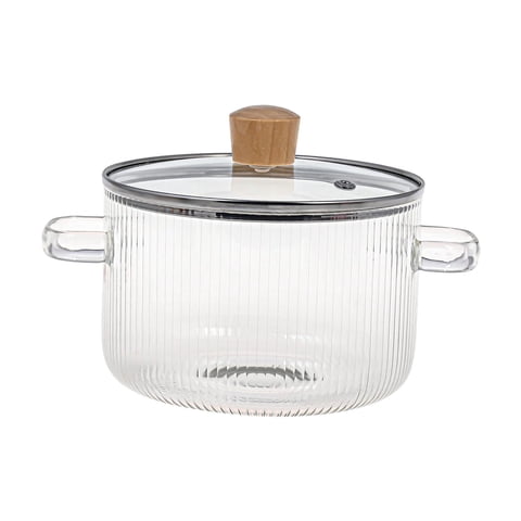 Bothyi - Olla De Vidrio Con Tapa, Utensilios De Cocina De Vidrio De Borosilicato Para Pasta, Fideos, Leche