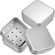 thumbnail image 1 of Xiao Hua Caja de Jabón de Aluminio, Caja de Jabón de Viaje de Hierro Vacía de 2 Piezas, Caja Contenedor de Jabón, con Tapa de Filtro de Drenaje, Adecuada para Acampar y Actividades Al Aire Libre, 1 of 4