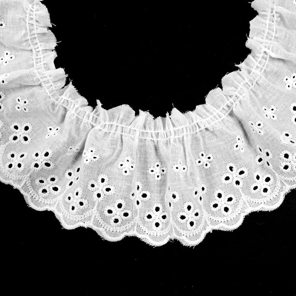 Ribete de cinta Kehuadiy 7,5 cm 5 yd Blanco de encaje de algodón