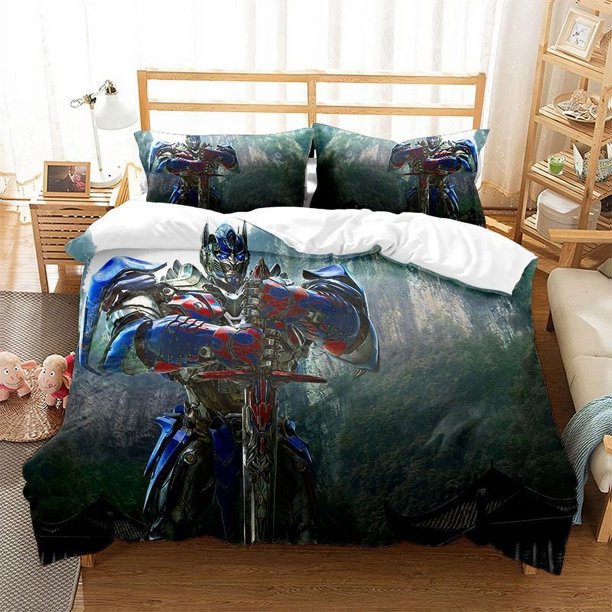 x527 Bed SheetsAutobot Optimus Prime Movie Bedding Duvet Cover ed Home Textile Comfort Polyester Decorative Gifts for Kids 3-Piece Bedding Set (1 Duvet Cover + 2 Pillow Shams) nj527