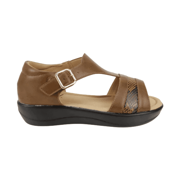 SANDALIAS NEW WALK BROCHE REPTIL CAFÉ MUJER | FQT296-40 - Talla 37 CL / 24 CM