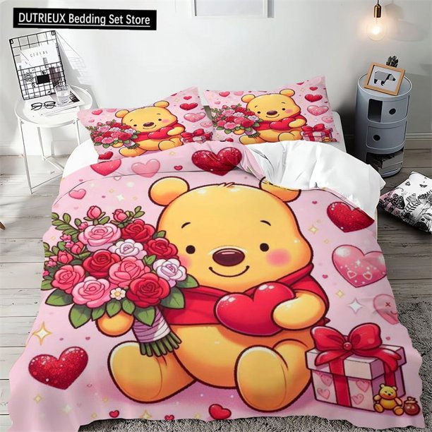 v723 Bed Sheets The Pooh Duvet Cover Bedding Set Sewing Needlework Microfiber Pillowcase Quilt Cover Multi-Piece Set for Boys Girls 3-Piece Bedding Set (1 Duvet Cover + 2 Pillow Shams) Bed Sheets ju72