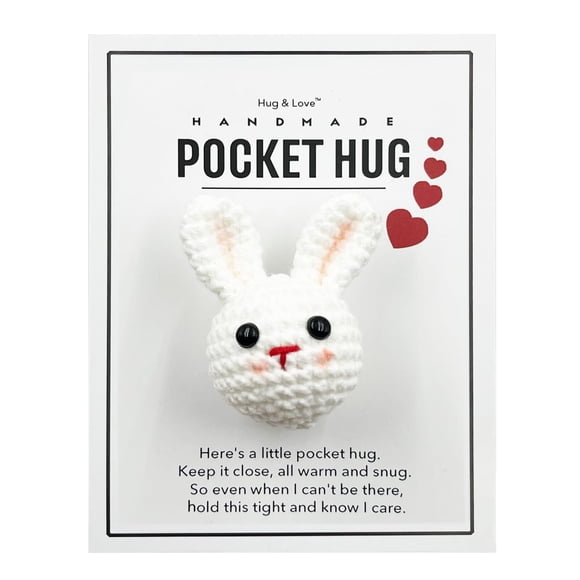 Token de Abrazo de Bolsillo de Crochet Conejito de Pascua Hug & Love