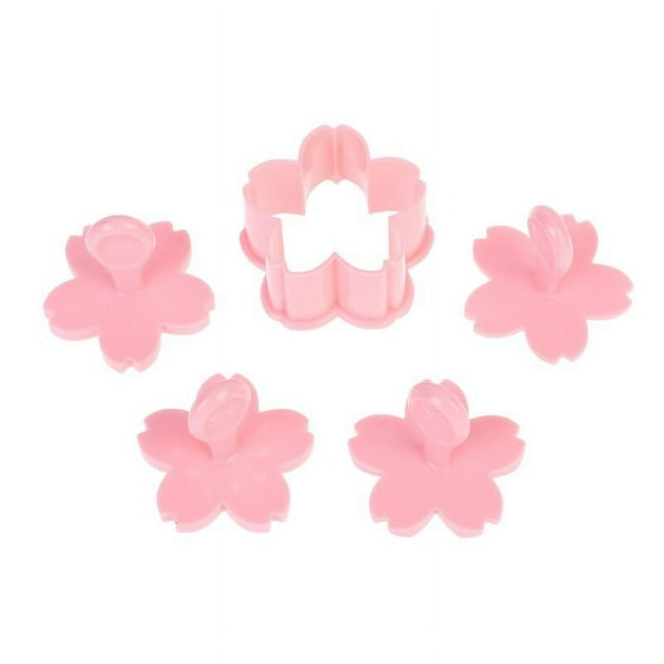 5pcs, Sakura Cookie Cutters With Pushers, Plastic Cherry Blossom Pastry Cutters, Flower Shaped Biscuit Molds, Baking Tools, Kitchen Gadgets, Kitchen Accessories