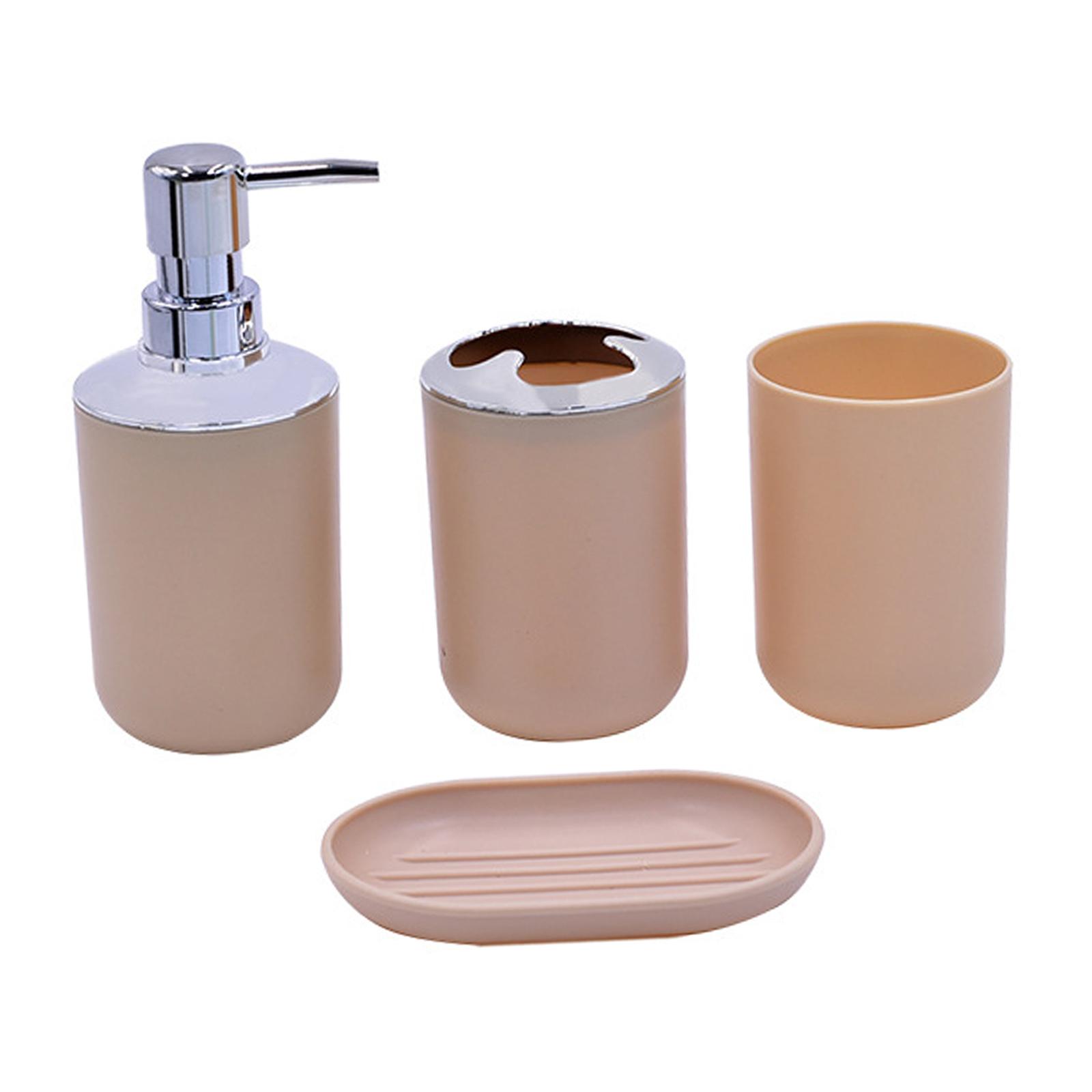 Magideal - Accesorios De Baño Juego De 4 Piezas, Regalo De Inauguración De La Casa, Decoración Del Baño, Taza Para Enjuague Bucal, Soporte Para Cepillo De Diente Albaricoque