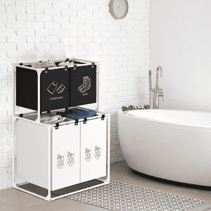 Genérico - Cesta Ropa Sucia 4 Compartimentos Color Blanco Y Negro