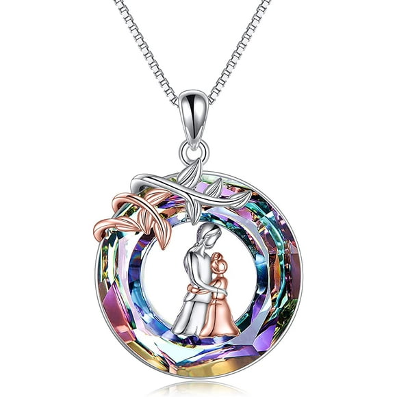 Collar mamá hija cristal plata 925