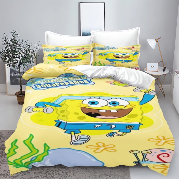 3D SpongeBob SquarePants Polyester Duvet Cover Set for Children King Size Bedding Comforter Sets 100% Polyester
