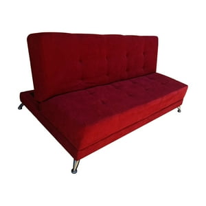 Muebles Hvm - Futon Patagonia Felpa Rojo 3 Cuerpos Pmetal