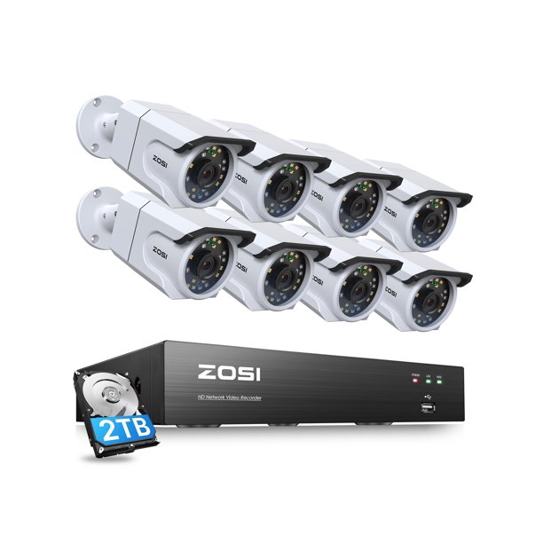 Cámara de Seguridad ZOSI 4K, 8 unidades, HDD 2 TB, PoE, resistente a la intemperie