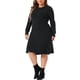 thumbnail image 4 of Agnes Orinda Vestidos de Halloween para Mujer Tallas Grandes Vestido Suéter Cuello Redondo Manga Larga Tejido Jersey Otoño Invierno Vestidos Suéter 2X Negro, 4 of 5