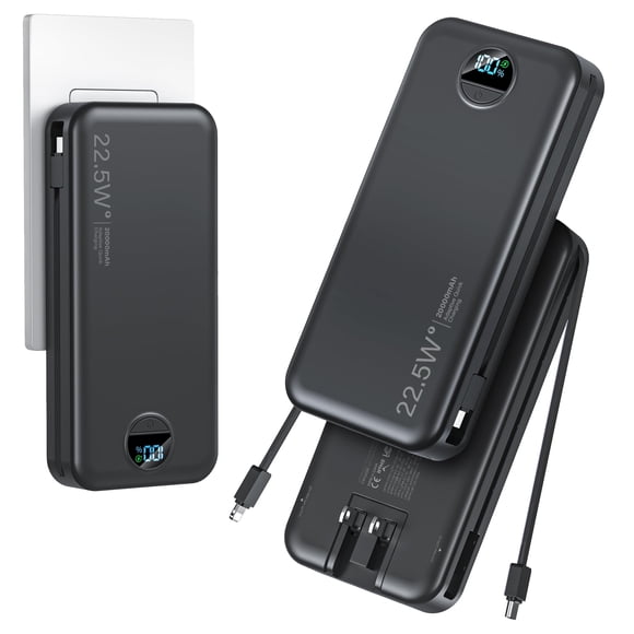 Power Bank aonidi de 20000 mAh con cables integrados y enchufe de pared AC