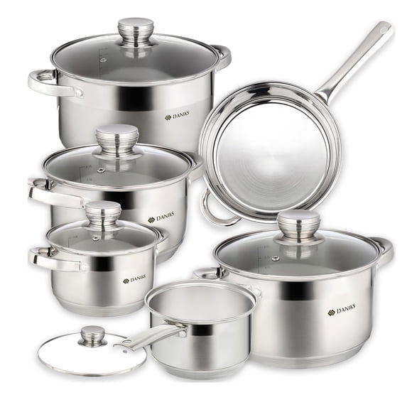 Juego de utensilios de cocina Daniks 11 piezas, acero inoxidable plateado