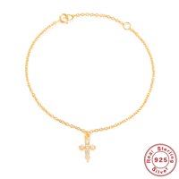Pulsera Heshpaws S925 Sterling Silver Cross Ajustable Plata