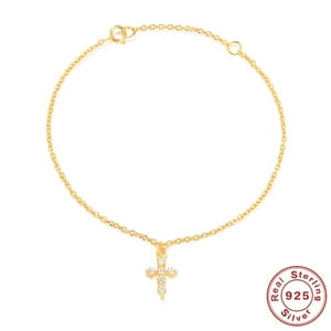 Pulsera Heshpaws S925 Sterling Silver Cross Ajustable Plata