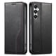thumbnail image 1 of Funda tipo cartera para Samsung Galaxy A55 de piel con cierre magnético, ranuras para tarjetas y correa para la muñeca Negro, 1 of 6
