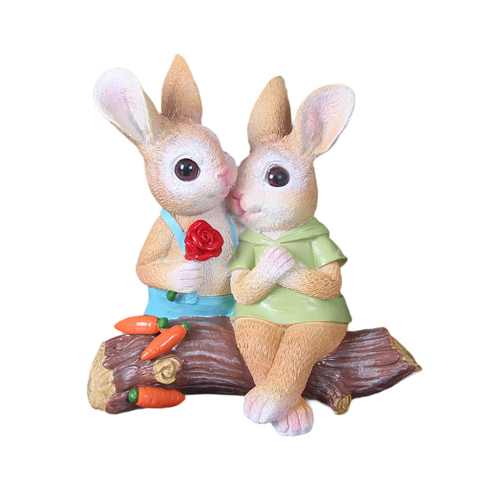 Magideal - Mesa De Escritorio, Pareja De Estatuas De Conejo, Estatuilla De Animal, Centro De Mesa Para Patio Trasero, Decoración Para Sala De Estar, Césped Y