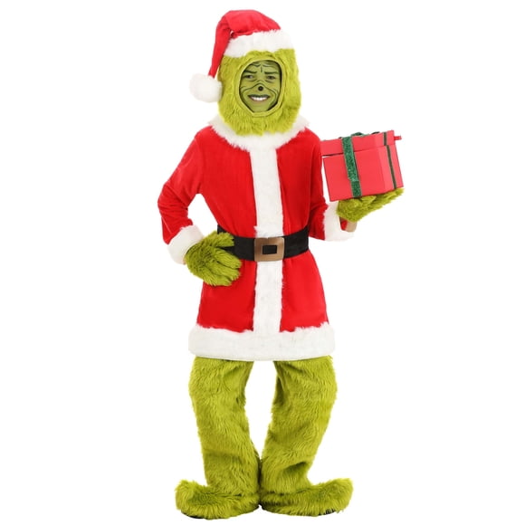 Disfraz infantil de Grinch Santa con rostro abierto XL