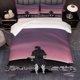 thumbnail image 1 of 3pcs Black-Clad Figure Ruins Silhouette Northern Sword Jianghu Pattern Korean Style Ins Wind Theme Three-Piece Set Soft And Comfortable Bedding Set, 1 of 5
