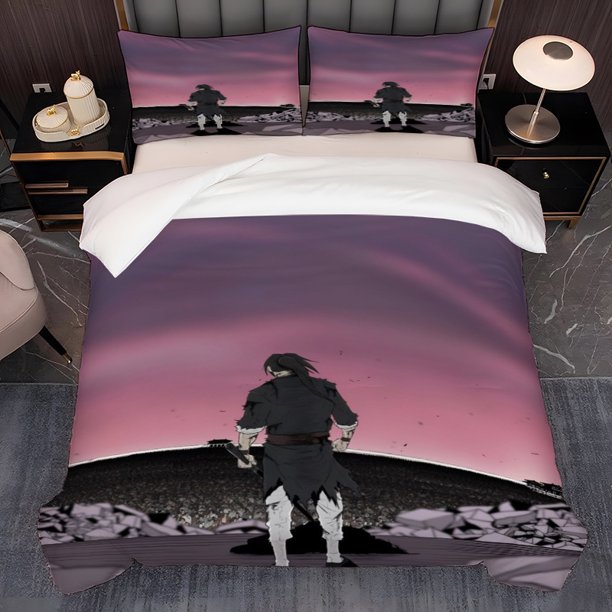 3pcs Black-Clad Figure Ruins Silhouette Northern Sword Jianghu Pattern Korean Style Ins Wind Theme Three-Piece Set Soft And Comfortable Bedding Set