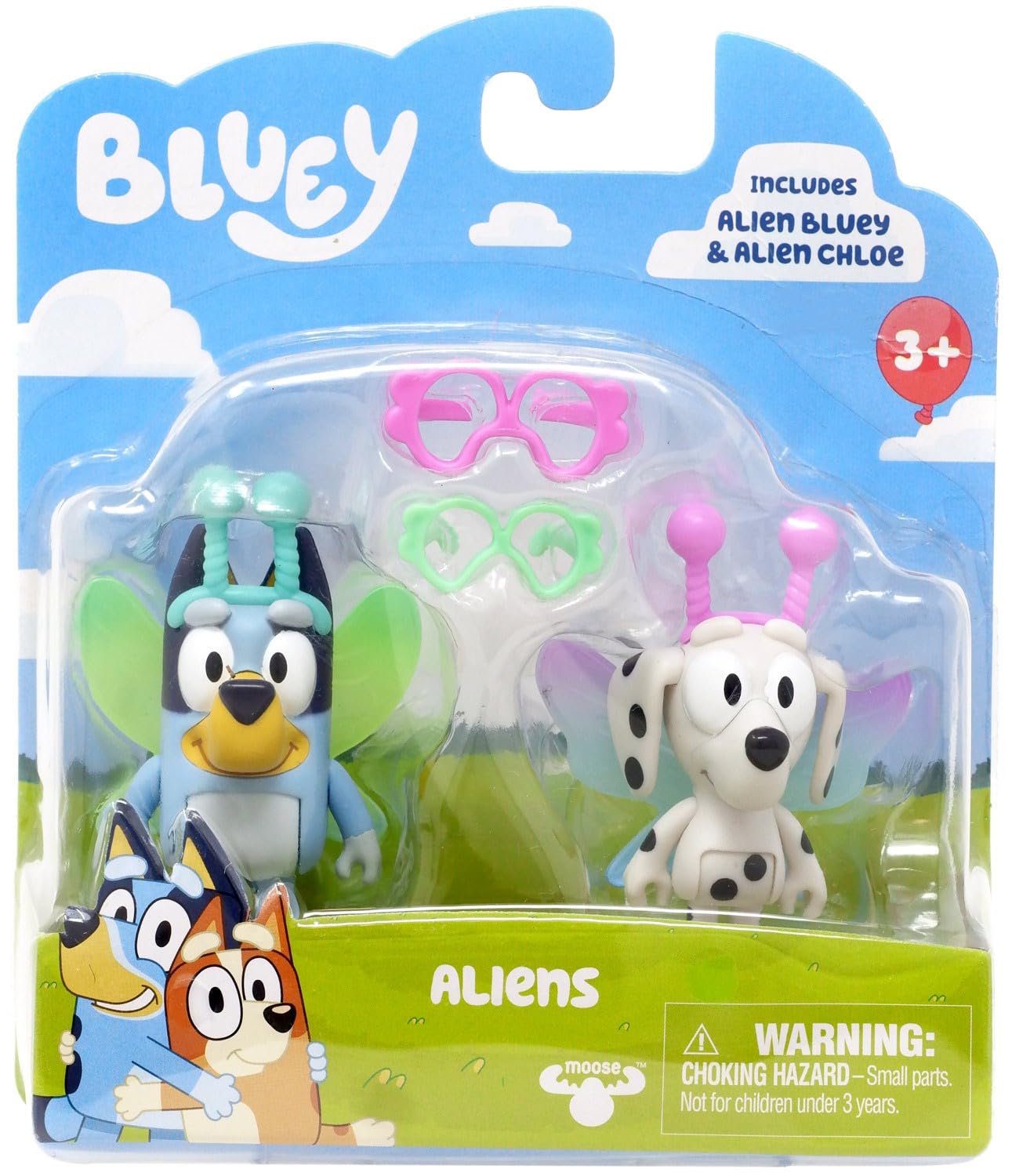 Figura Bluey S10 Aliens Chloe Paquete 2 Unidades Con 4 Accesorios