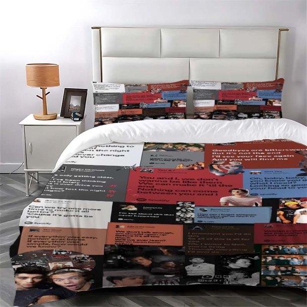3pcs One Direction Nostalgic Collage Themed Bedding Set Including a Duvet Cover And Pillowcases